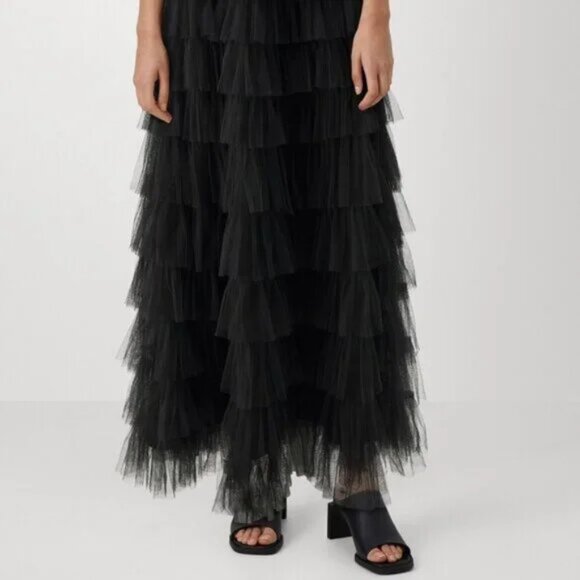Tiered Tulle Maxi Skirt Black - Picture 3 of 5